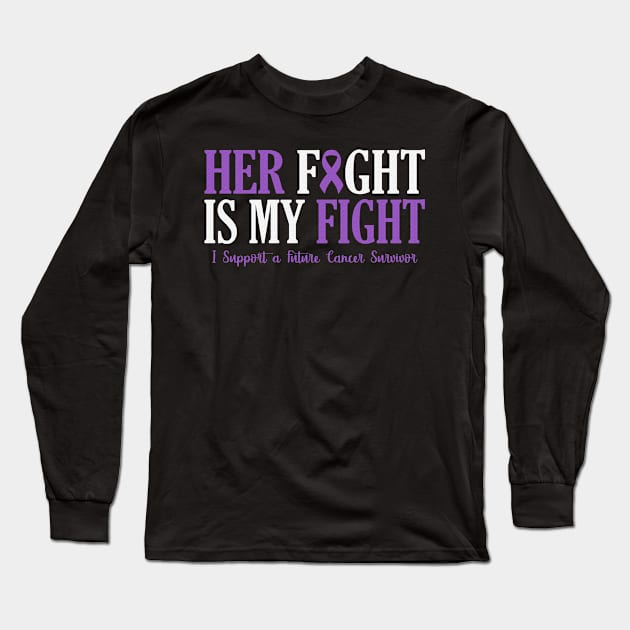 Her Fight Is My Fight I Support Future Cancer Survivor Gastric Cancer Awareness Periwinkle Ribbon Warrior Long Sleeve T-Shirt by celsaclaudio506